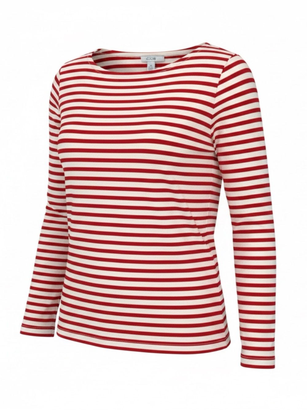 J. Crew Red and White Striped Boatneck Top. Size Small